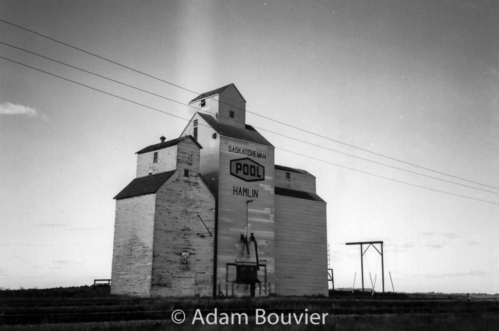 The grain elevator in Hamlin, SK, Sept. 2003. Contributed by Adam Bouvier.