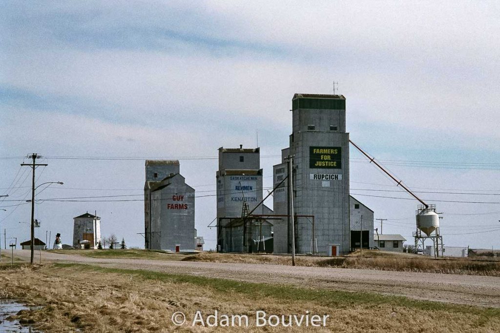 Kenaston, SK grain elevators, April 2009. Contributed by Adam Bouvier.