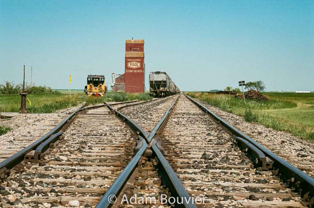 Tracks and elevator at Stony Beach, SK, July 2017. Contributed by Adam Bouvier.