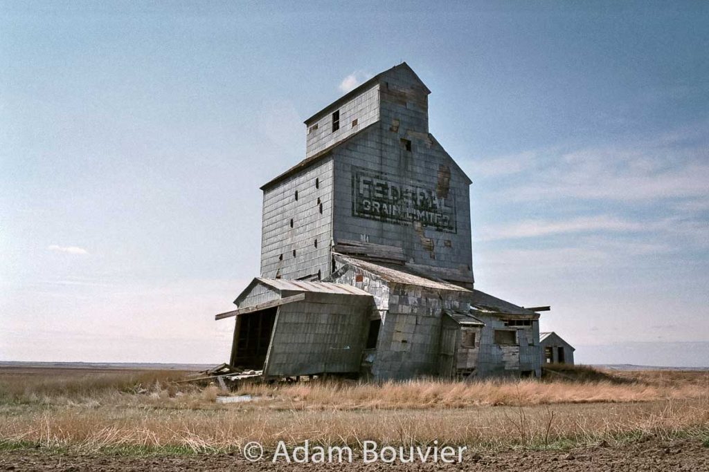 The grain elevator in Moreland, SK, April 2008. Contributed by Adam Bouvier.