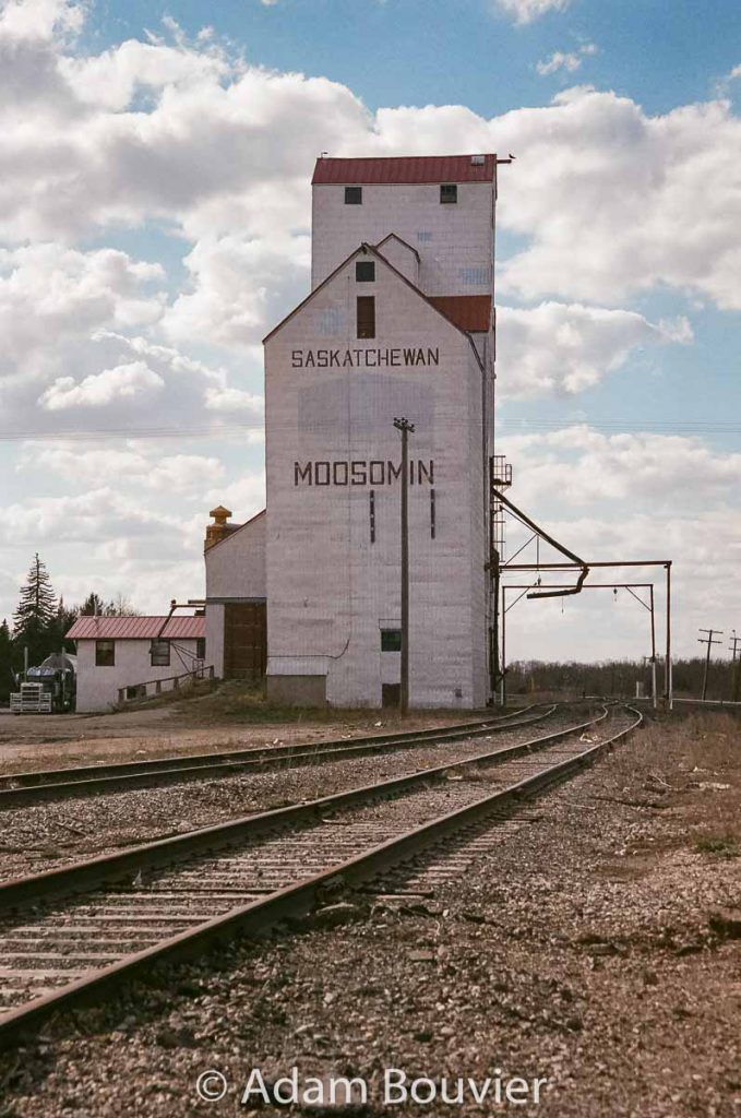 Ex SWP grain elevator in Moosomin, SK, April 2017. Contributed by Adam Bouvier.