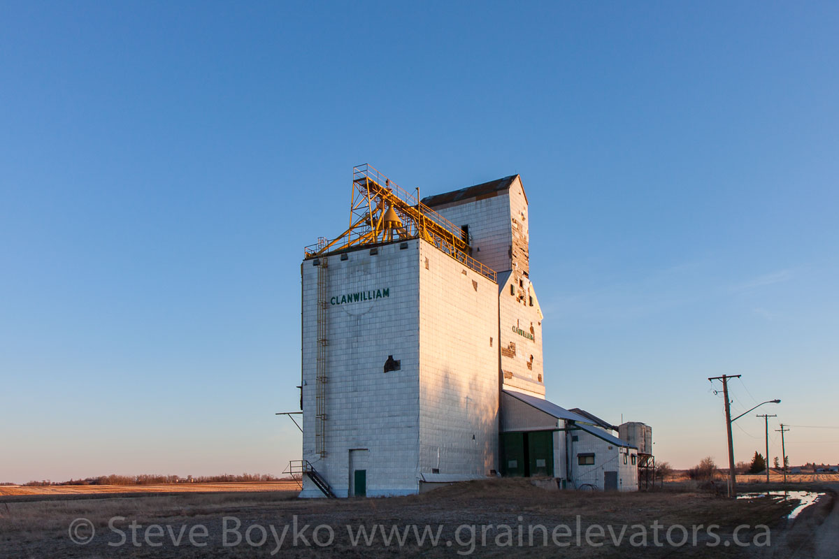 The grain elevator in Clanwilliam, Manitoba. April 2016.