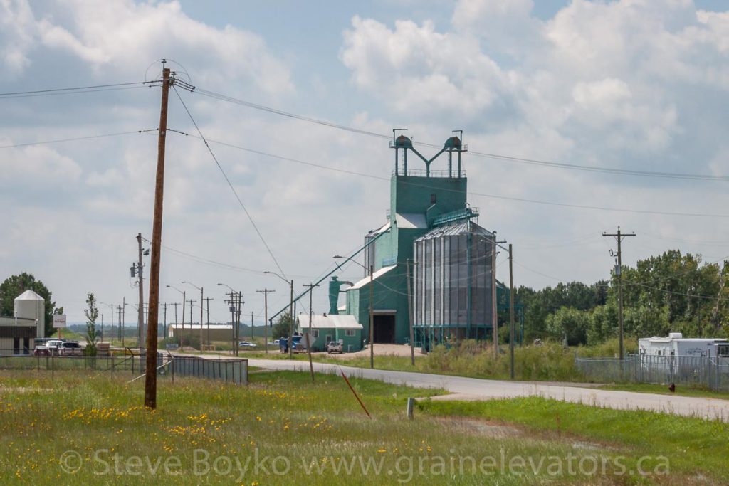 Ex Alberta Wheat Pool grain elevator in Bieseker, AB, July 2013.