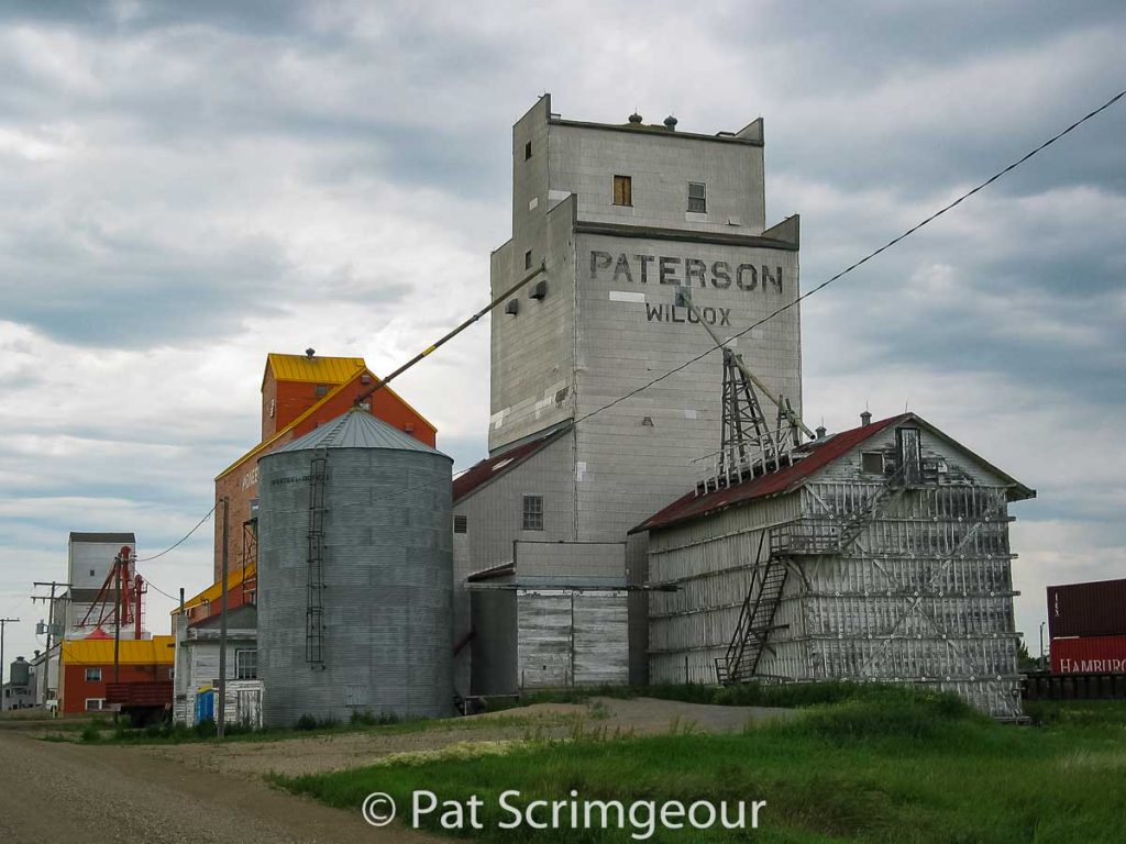 Grain elevators in Wilcox, SK, July 2005. Contributed by Pat Scrimgeour.