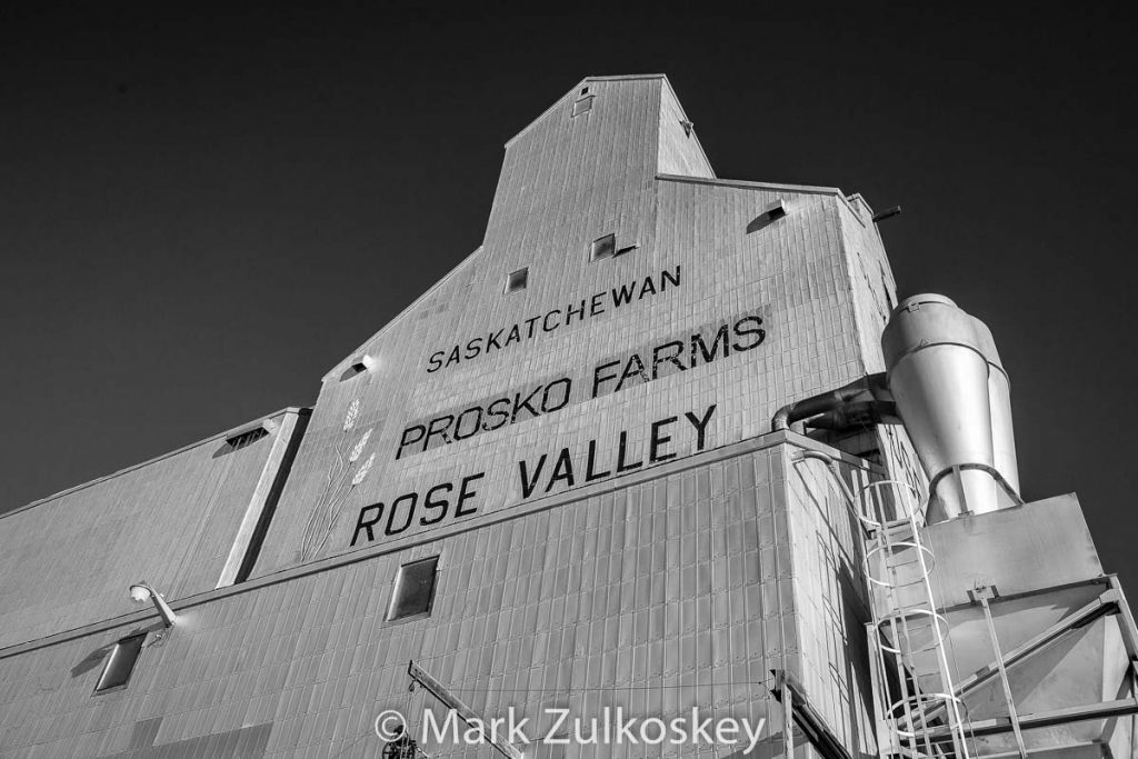 Prosko Farms grain elevator in Rose Valley, SK. Contributed by Mark Zulkoskey.