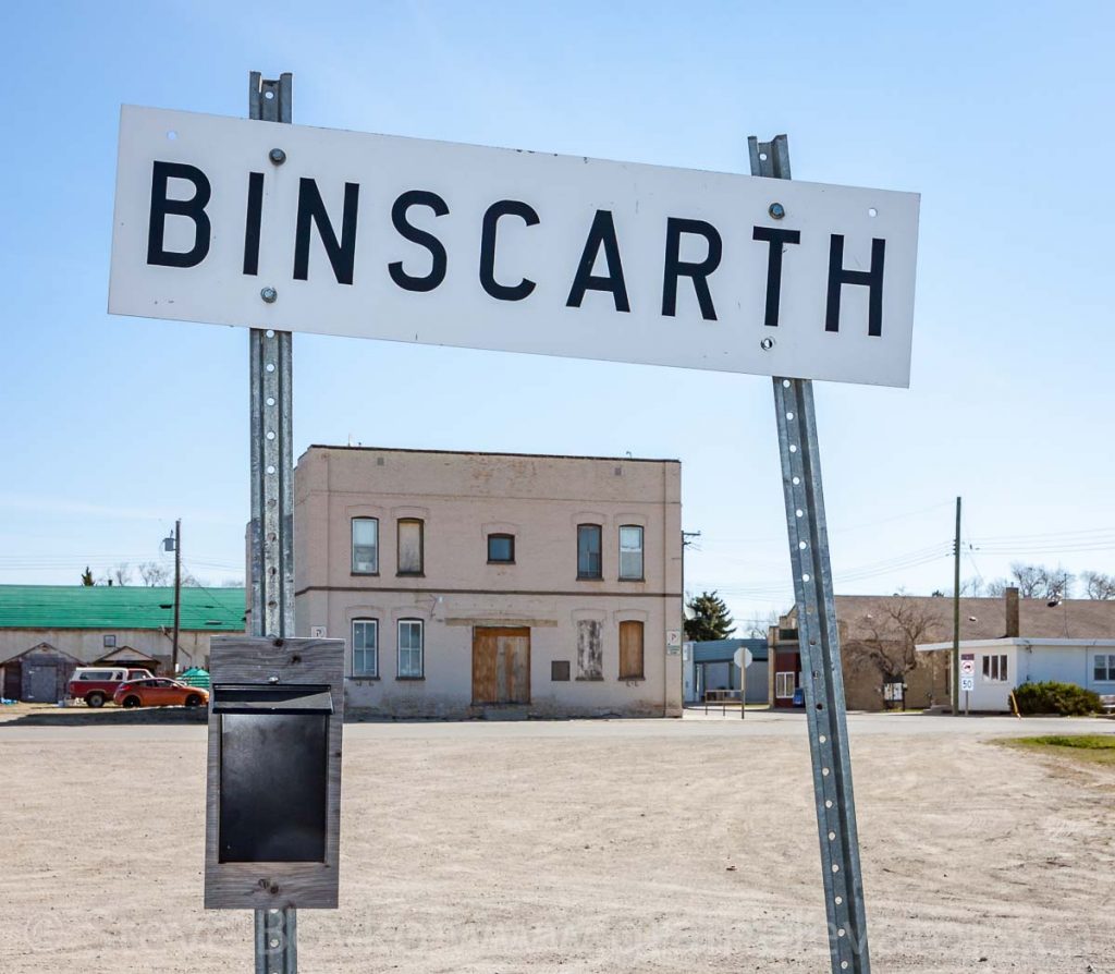 Binscarth sign, April 2016. Contributed by Steve Boyko.
