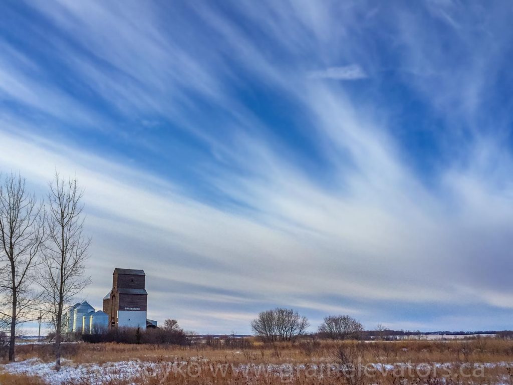 Bradwardine, MB grain elevator, Dec 2017. Contributed by Steve Boyko.