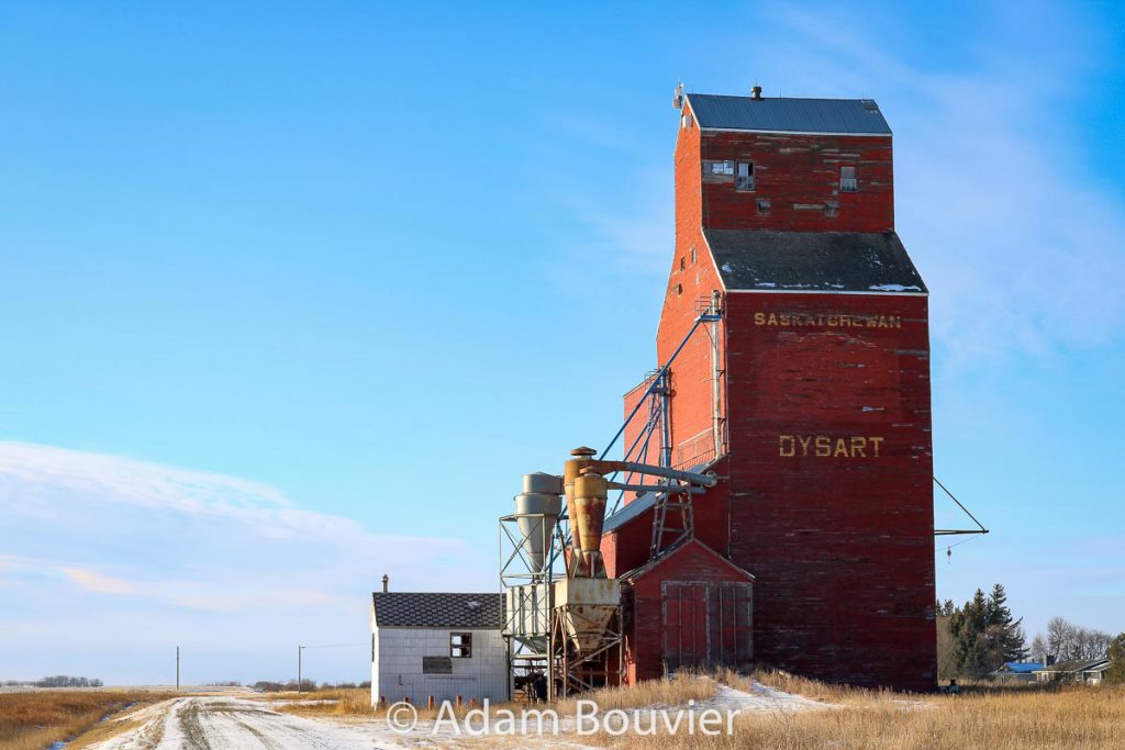 The grain elevator in Dysart, SK, Jan 2018. Contributed by Adam Bouvier.