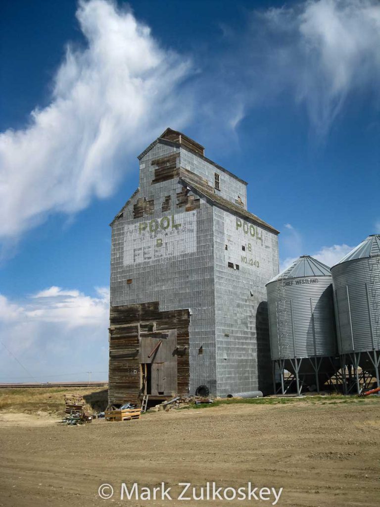 Grain elevator in Battrum, SK. Contributed by Mark Zulkoskey.