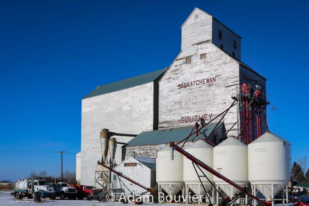 Grain elevator in Southey, SK, Jan 2018. Contributed by Adam Bouvier.