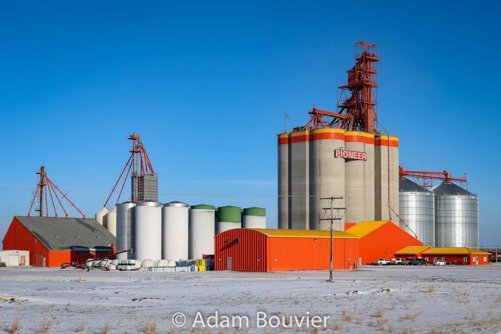 Richardson Pioneer grain terminal west of Southey, SK, Jan 2018. Contributed by Adam Bouvier.