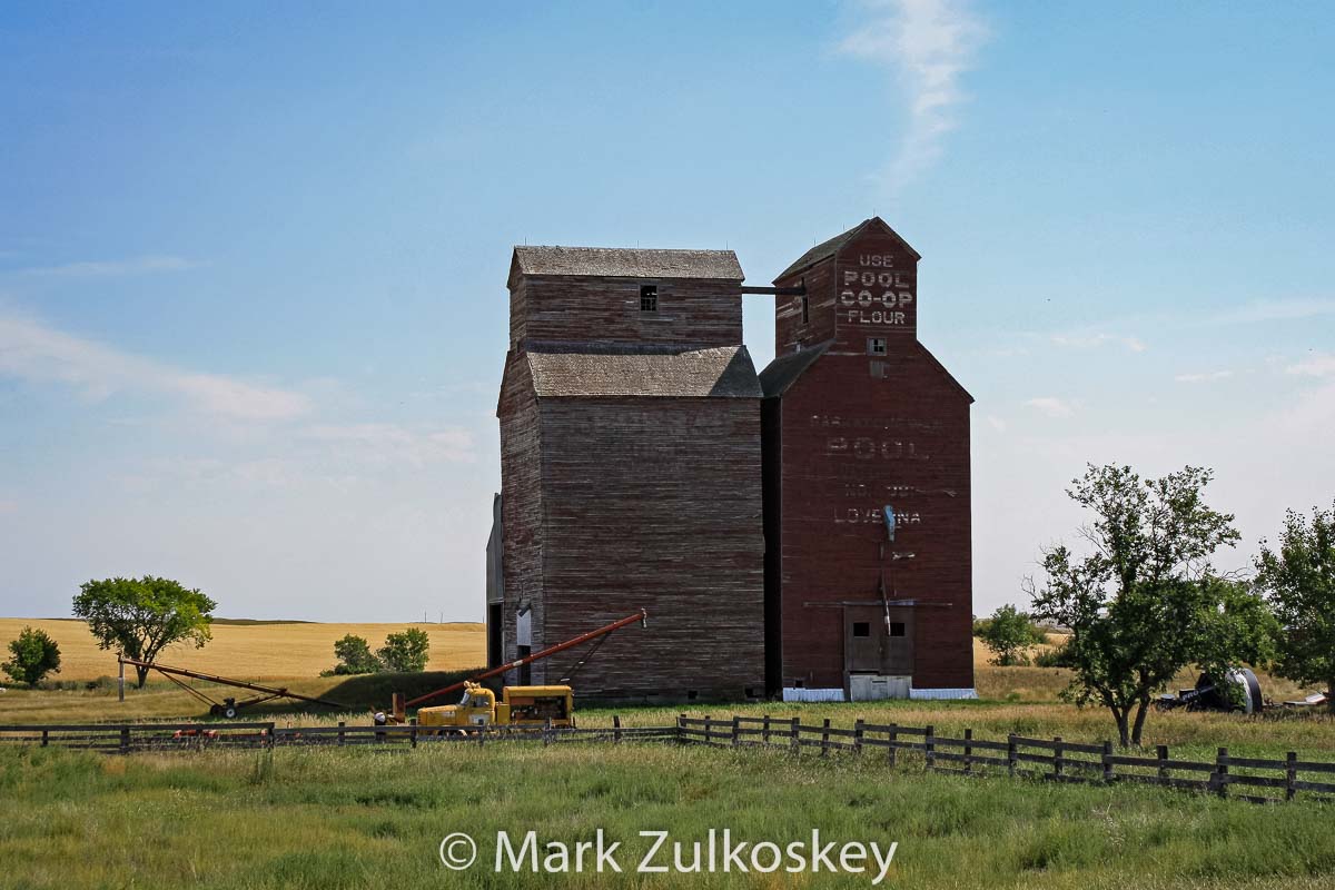 The former Loverna, SK grain elevator. Contributed by Mark Zulkoskey.