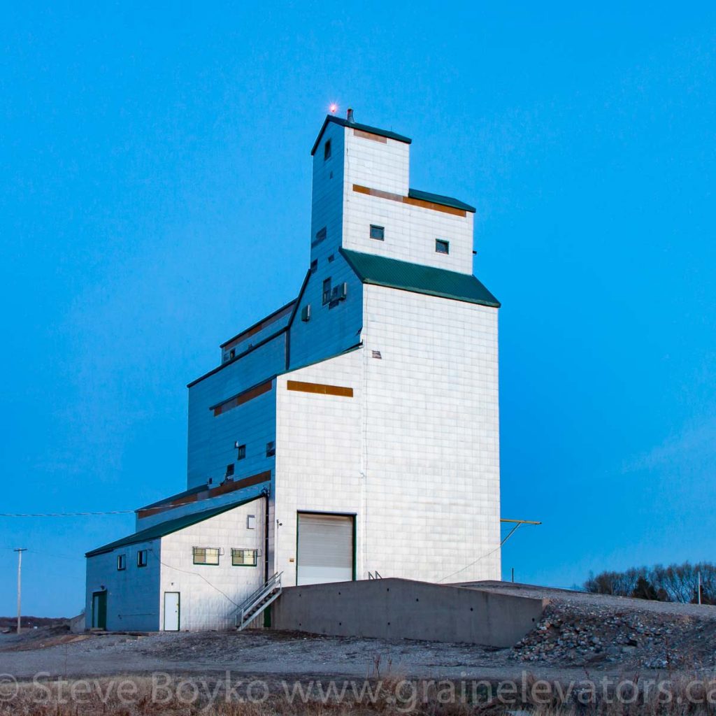 The grain elevator in Cromer, Manitoba, Apr 2016. Contributed by Steve Boyko.
