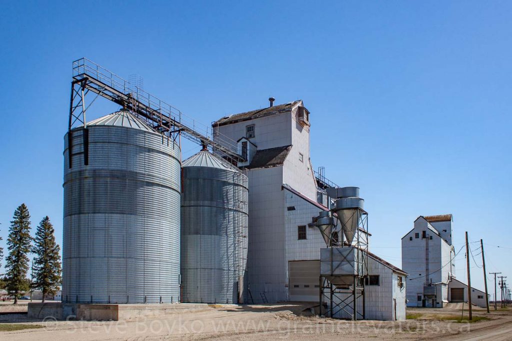 Grain elevators in Cypress River, MB, May 2014. Contributed by Steve Boyko.