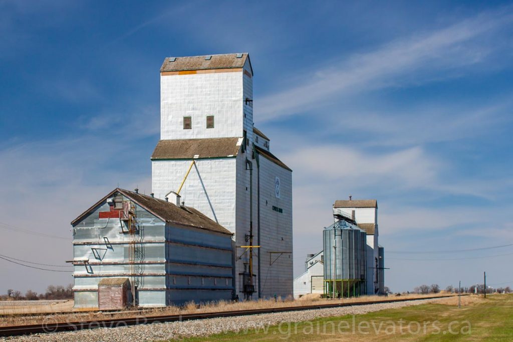 The Cypress River, MB grain elevators, May 2014. Contributed by Steve Boyko.