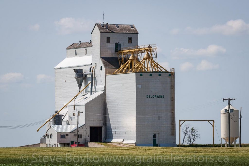 Grain elevator outside Deloraine, MB, Aug 2014. Contributed by Steve Boyko.