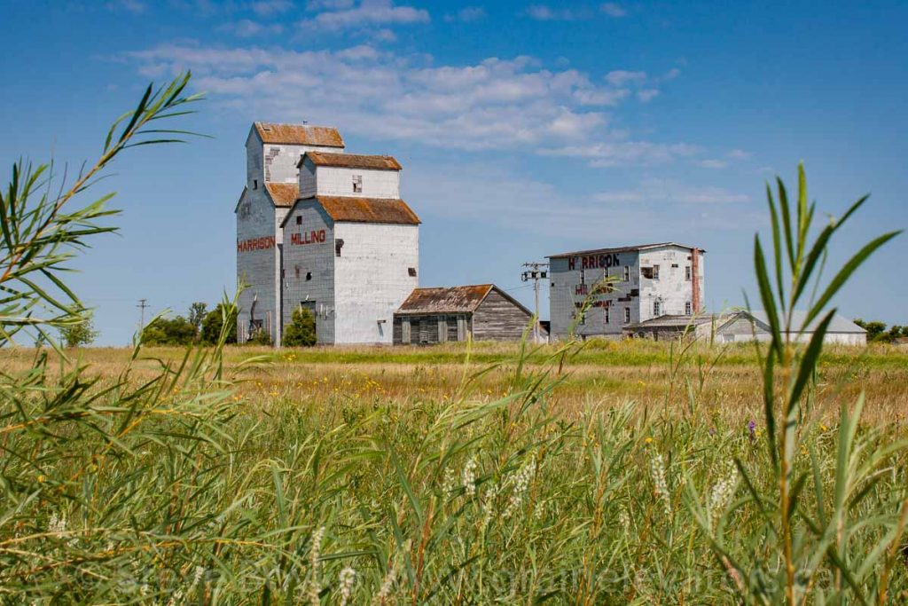 Grain elevator at Harrison Milling in Holmfield, MB, Aug 2014. Contributed by Steve Boyko.