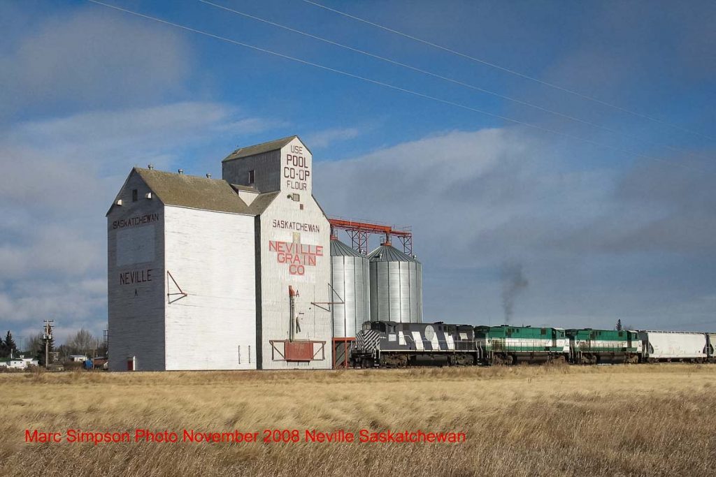 The grain elevator in Neville, SK, Nov 2008. Contributed by Marc Simpson.