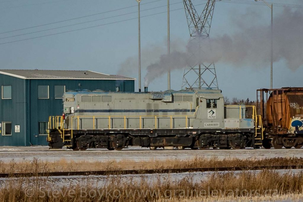 ADM locomotive "Carberry" in Carberry, MB. Contributed by Steve Boyko.