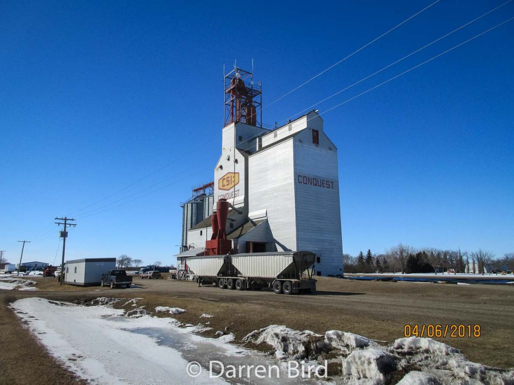 CSI:Conquest grain elevator in Conquest, Apr 2018. Contributed by Darren Bird.