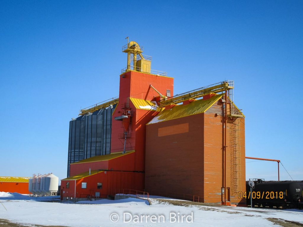 Kincaid, SK grain elevator, Apr 2018. Contributed by Darren Bird.