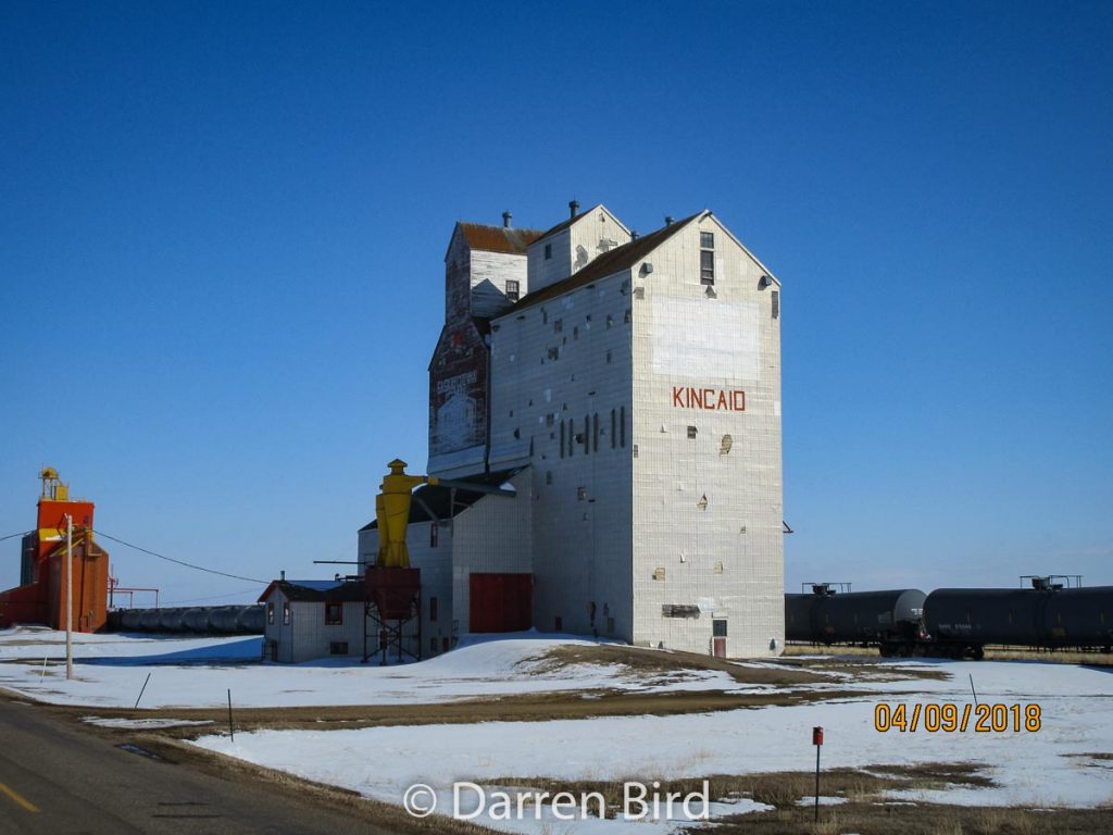 Grain elevators in Kincaid, SK, Apr 2018. Contributed by Darren Bird.