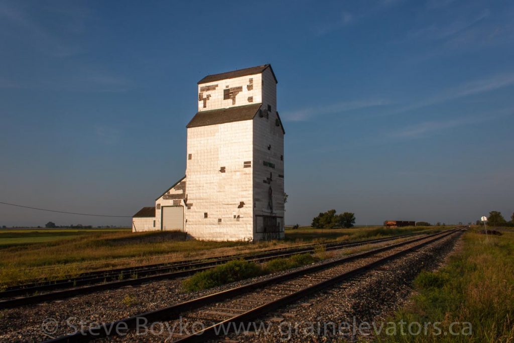Pool "A" grain elevator in Napinka, MB, Aug 2014. Contributed by Steve Boyko.
