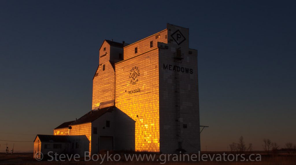 The Paterson grain elevator in Meadows, MB, Oct 2012. Contributed by Steve Boyko.