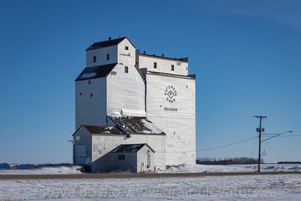 The former grain elevator in Meadows, MB, March 2014. Contributed by Steve Boyko.