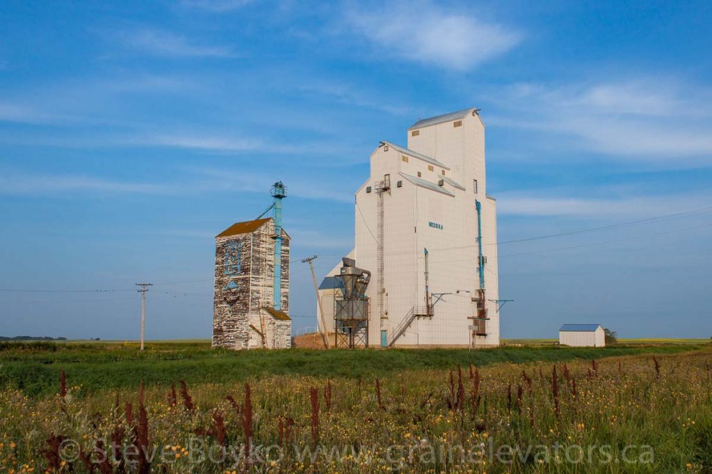 The grain elevator in Medora, Manitoba, Aug 2014. Contributed by Steve Boyko.