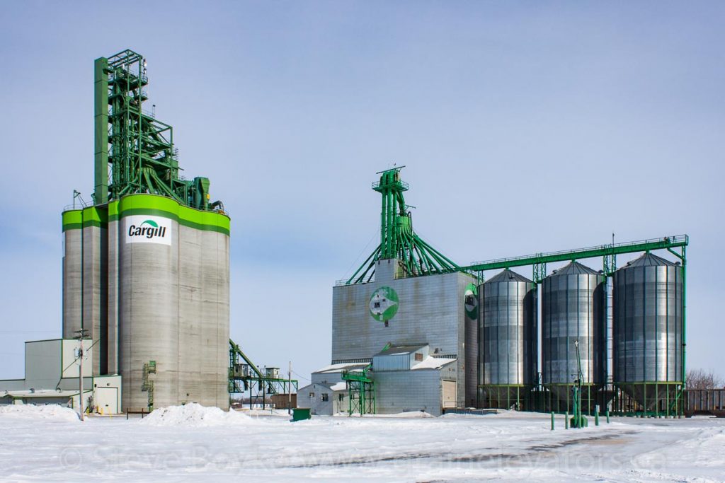 Cargill grain elevators in Morris, MB, Feb 2014. Contributed by Steve Boyko.