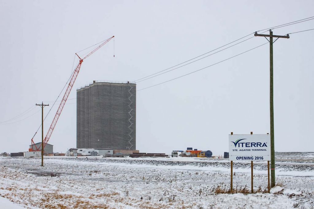 Ste. Agathe grain elevator under construction, Nov 2015. Contributed by Steve Boyko.