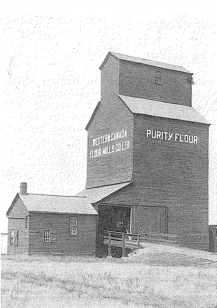 Western Canada Flour Mills grain elevator in Oakburn, MB, 1915.