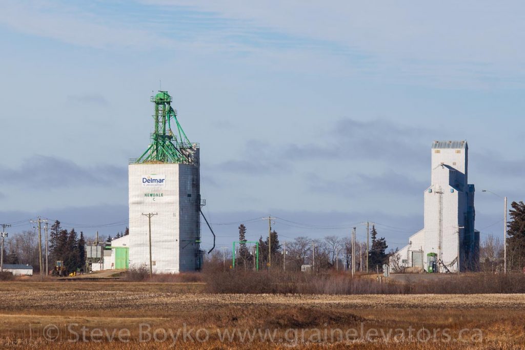 Grain elevators in Newdale, Manitoba, Nov 2014. Contributed by Steve Boyko.