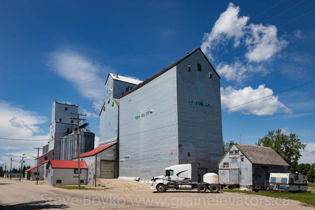 Grain elevators in Crystal City, MB, July 1, 2018. Contributed by Steve Boyko.