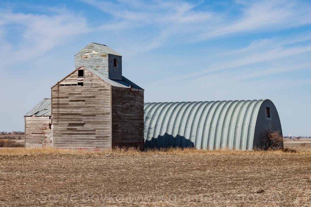 A small farm elevator near Holland, MB, May 2014. Contributed by Steve Boyko.