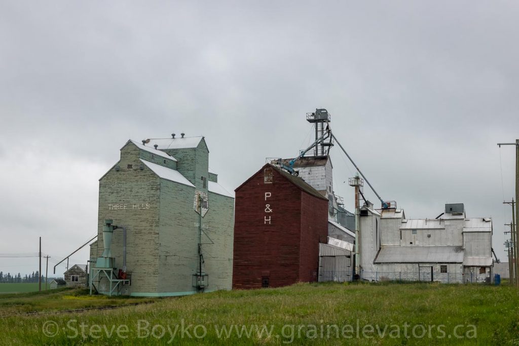 Grain elevators in Three Hills, AB, June 2018. Contributed by Steve Boyko.