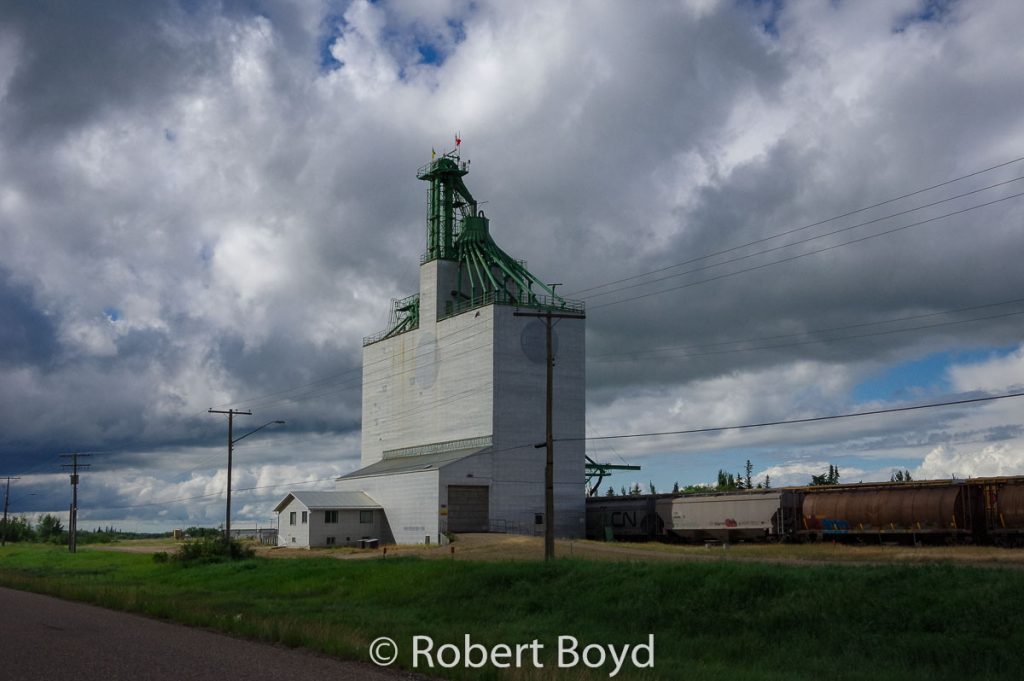 Ex Cargill grain elevator in Lashburn, SK, 2018. Contributed by Robert Boyd.