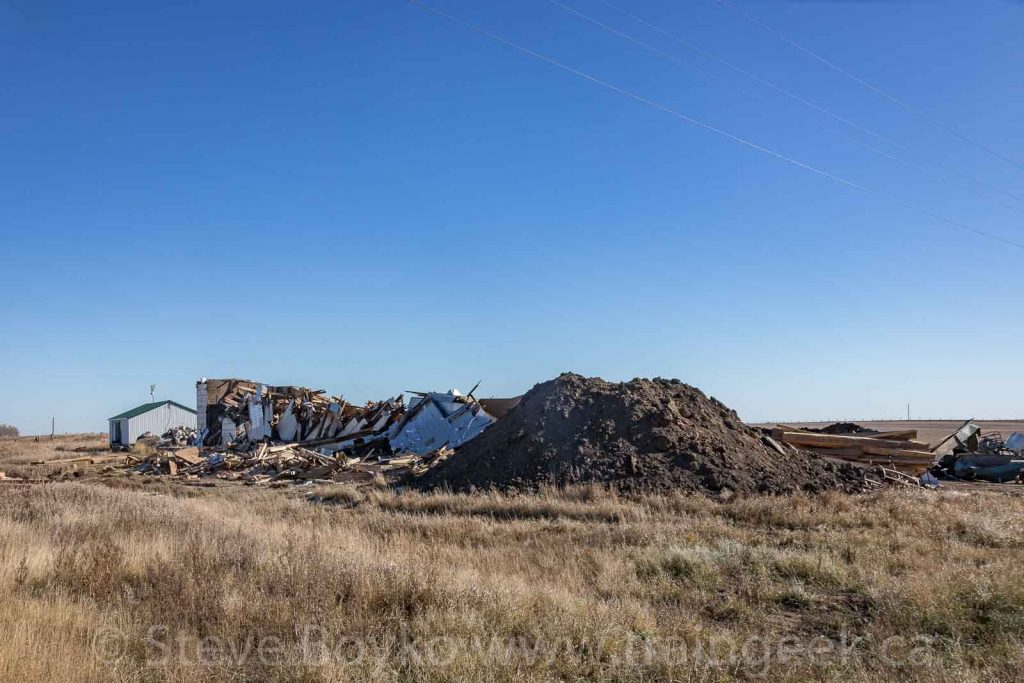 Remains of the Justice grain elevator, October 21, 2018. Contributed by Steve Boyko.