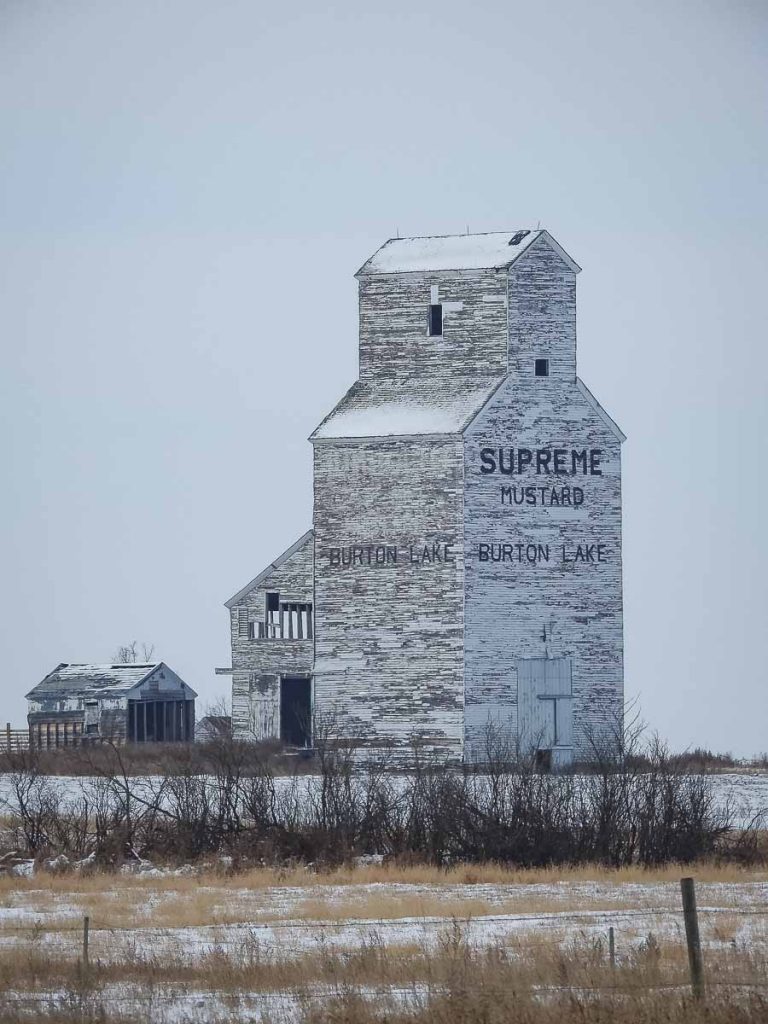 Grain elevator at Burton Lake, SK, Nov 2018. Copyright by BW Bandy.