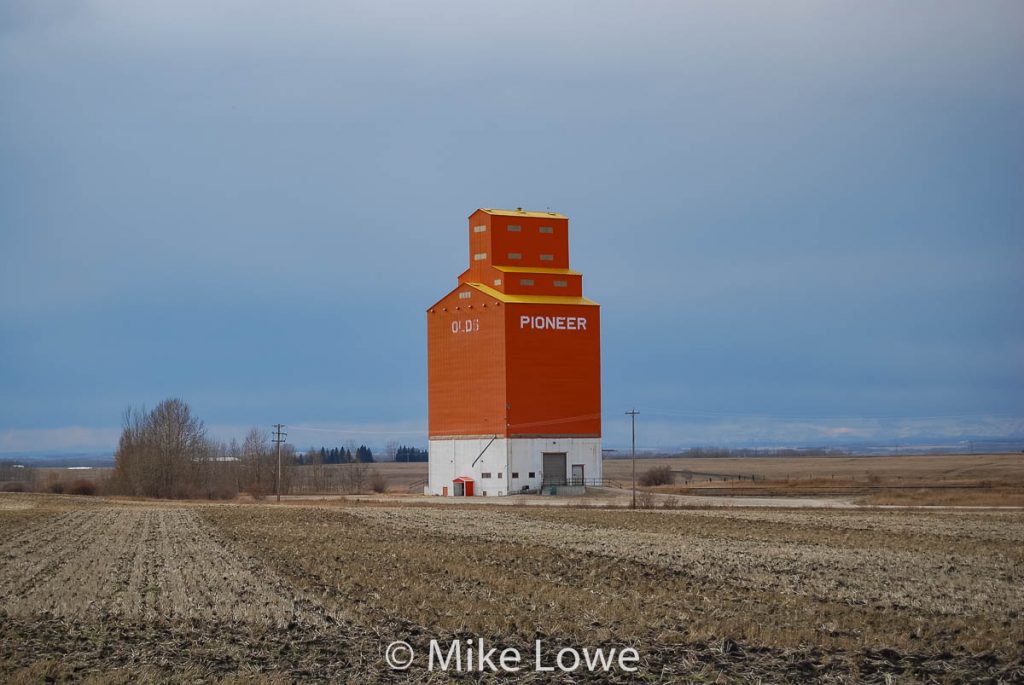 Grain elevator near Olds, AB, Oct 2018. Contributed by Mike Lowe.