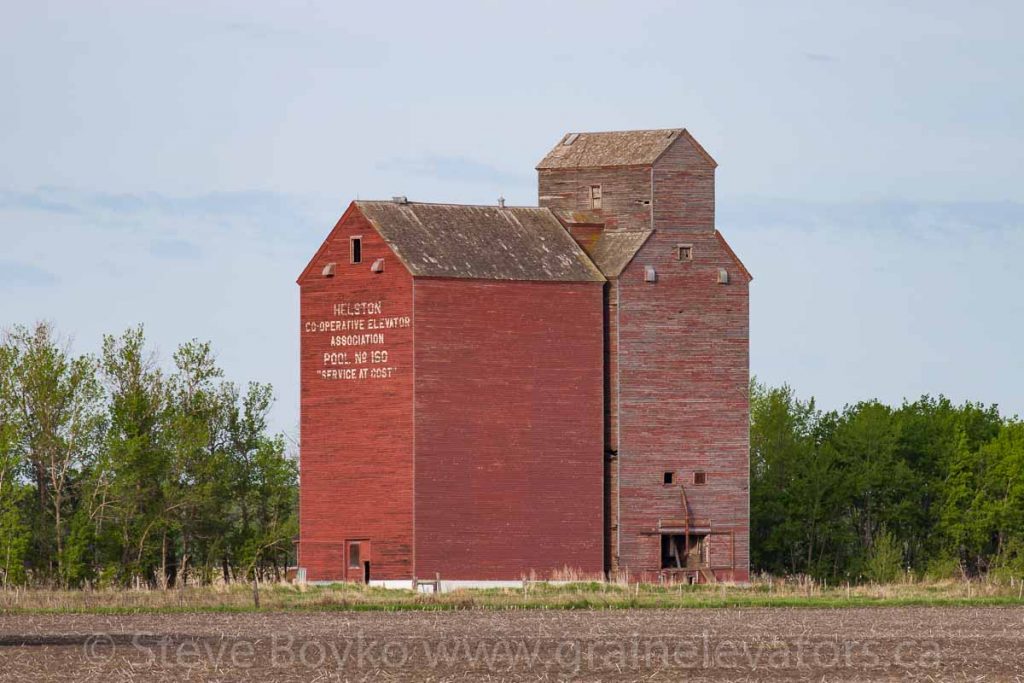 The former Manitoba Pool elevator at Helston, Manitoba. May 2014. Contributed by Steve Boyko.