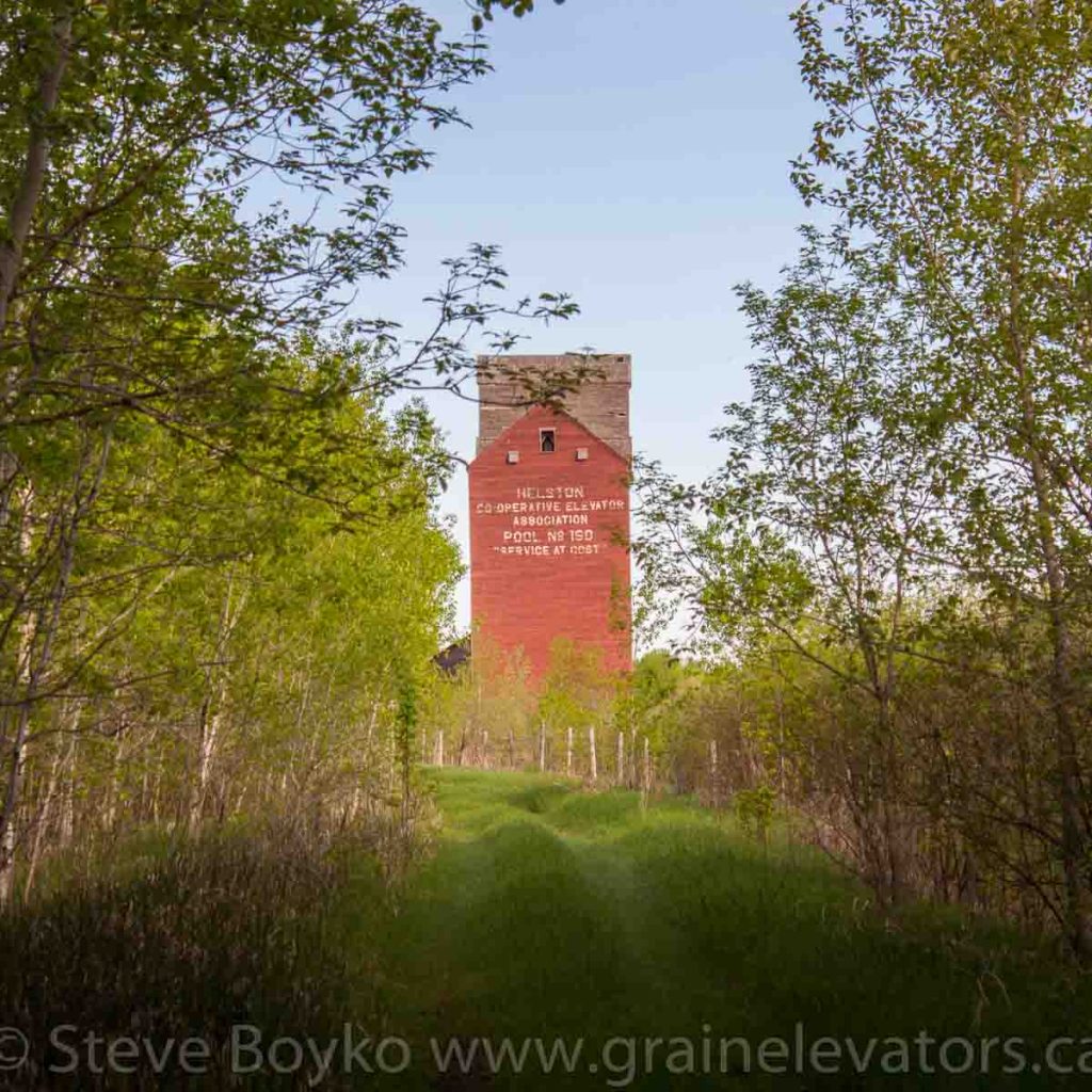 The former Manitoba Pool elevator at Helston, Manitoba. May 2014. Contributed by Steve Boyko.