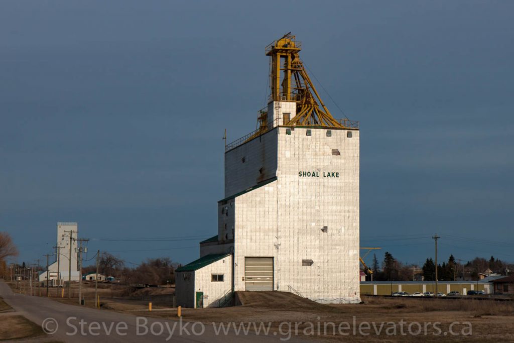 Two of Shoal Lake, Manitoba's grain elevators, Apr 2017. Contributed by Steve Boyko.