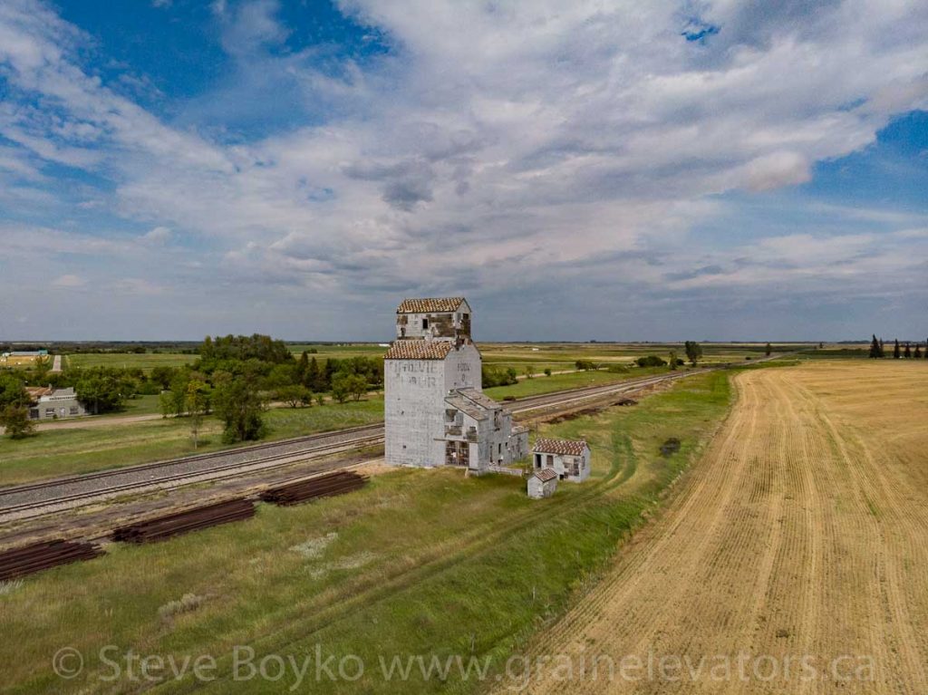 Former Ogilvie Flour grain elevator in Napinka, MB, Aug 2019. Contributed by Steve Boyko.