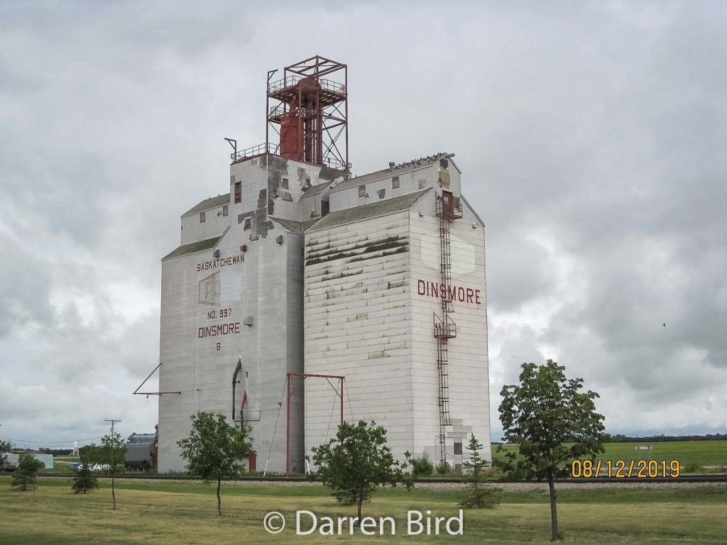 The Dinsmore, SK grain elevator, Aug 2019. Contributed by Darren Bird.
