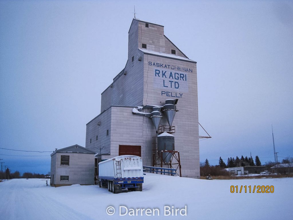 The grain elevator in Pelly, SK, Jan 2020. Contributed by Darren Bird.