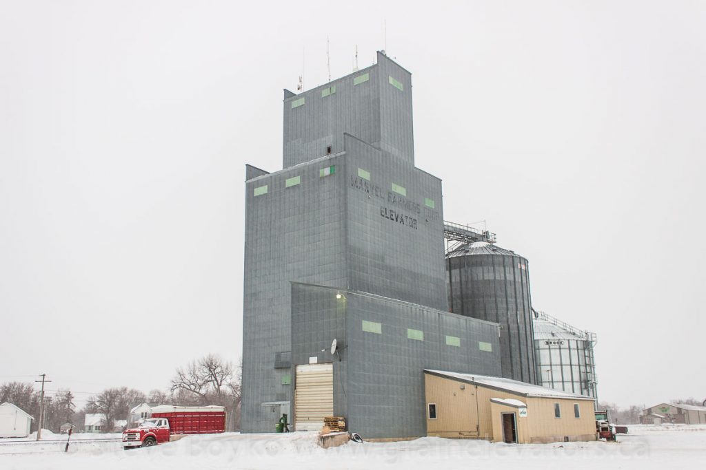 Manvel Farmers Co-Op grain elevator, Feb 2015. Contributed by Steve Boyko.