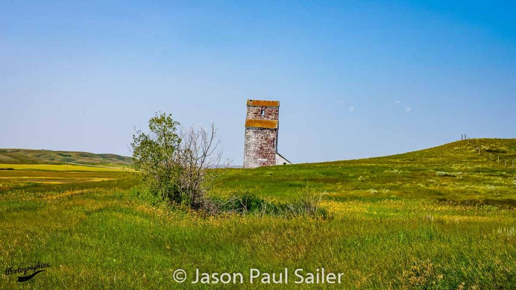 Thunder Creek, SK grain elevator, Aug 2018. Contributed by Jason Paul Sailer.