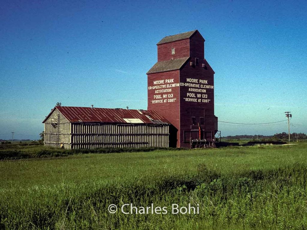 The Moore Park, MB grain elevator. Contributed by Charles Bohi.